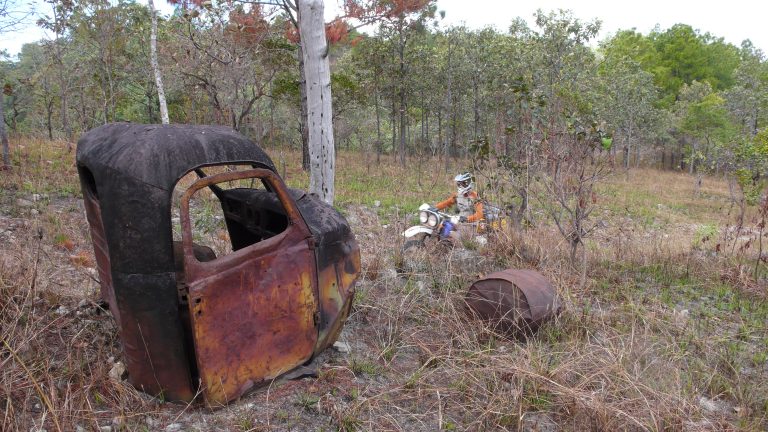 a destroyed truck from the Vietnam War