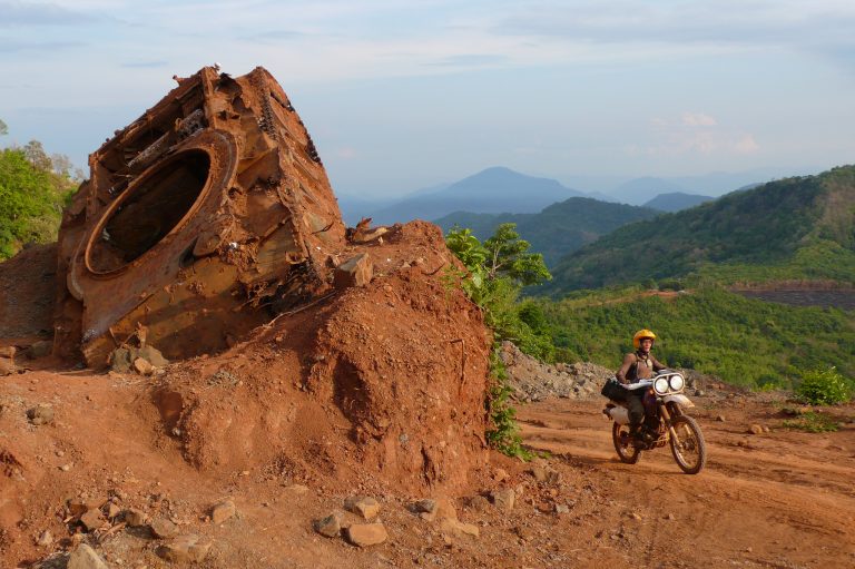 destroyed tank on the Ho Chi Minh Trail