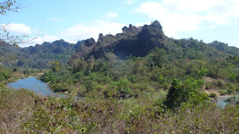 scarred rocks near Ban Laboy