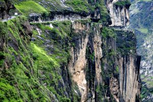 precipitous mountain pass in the Himalayas