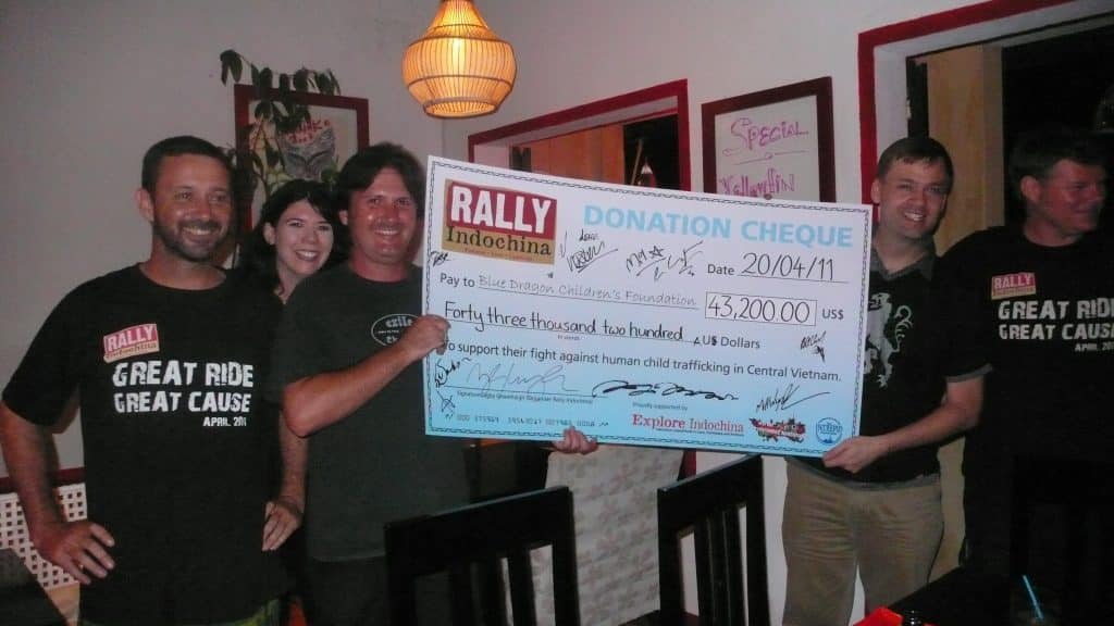 Rally Indochina's 2011 donation cheque