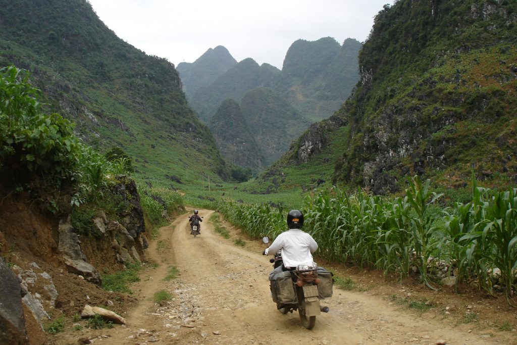awesome dirt trail in the mountains of Ha Giang, Vietnam