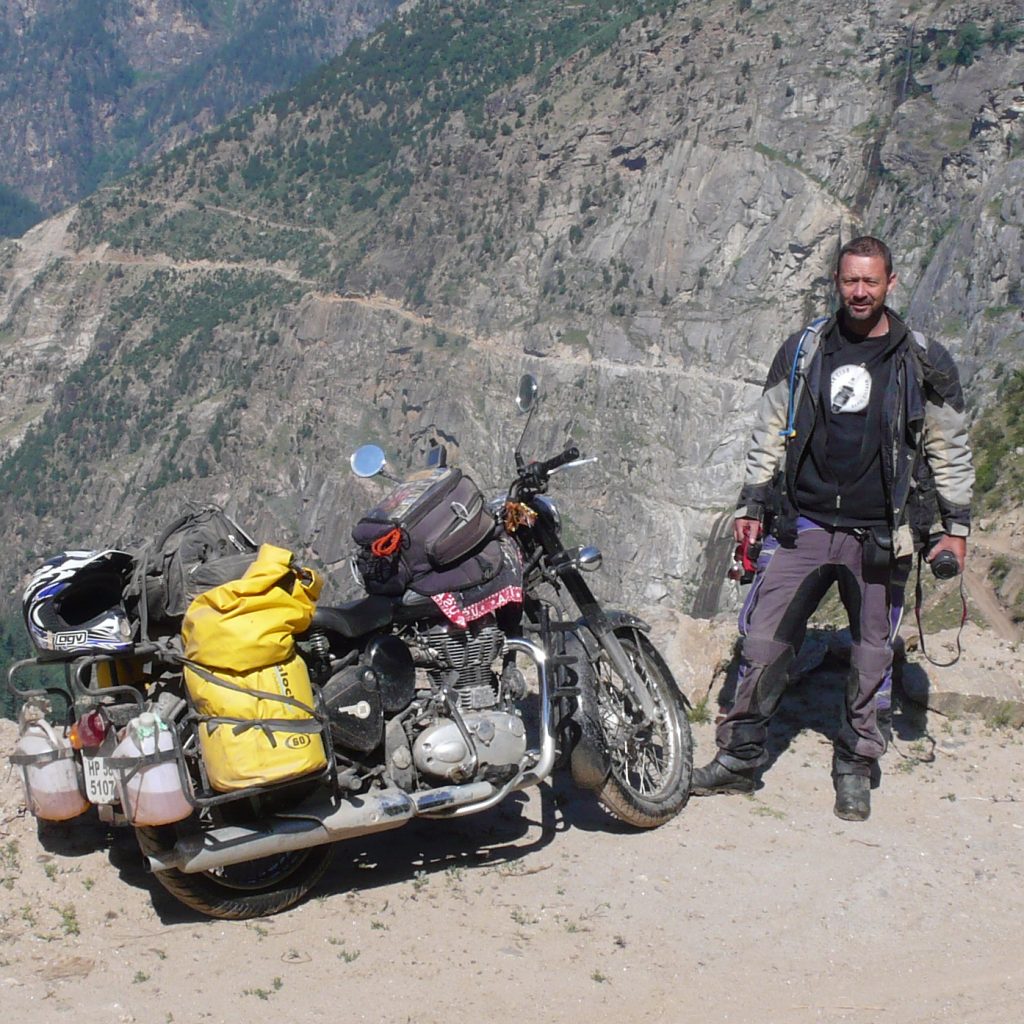 Digby Greenhalgh, founder of Explore Indochina Asia motorcycle tours, in the Himalayas