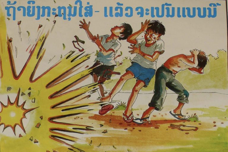children's book in Laos warning of the dangers of UXO