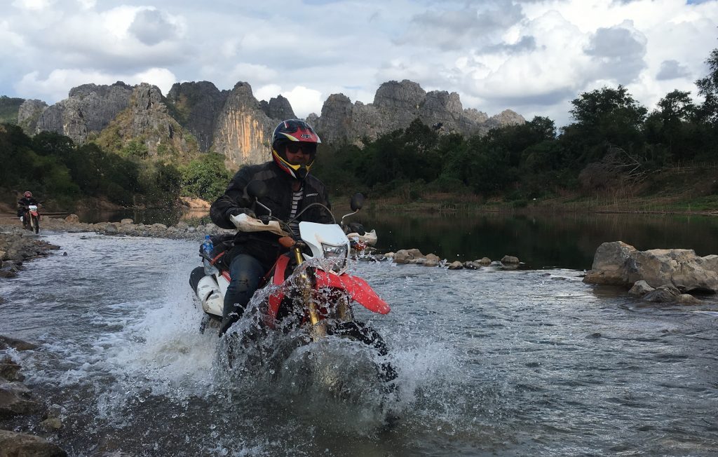 crazy river crossing on the Laos HCM Trail
