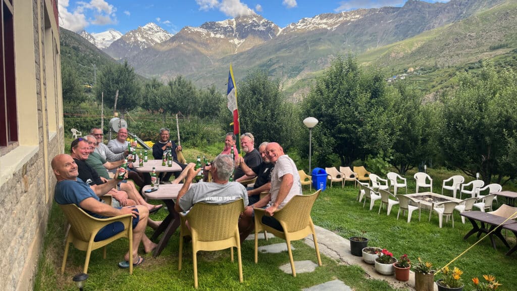 Riders enjoying a rest day in Kelong while on a Himalayas motorbike tour