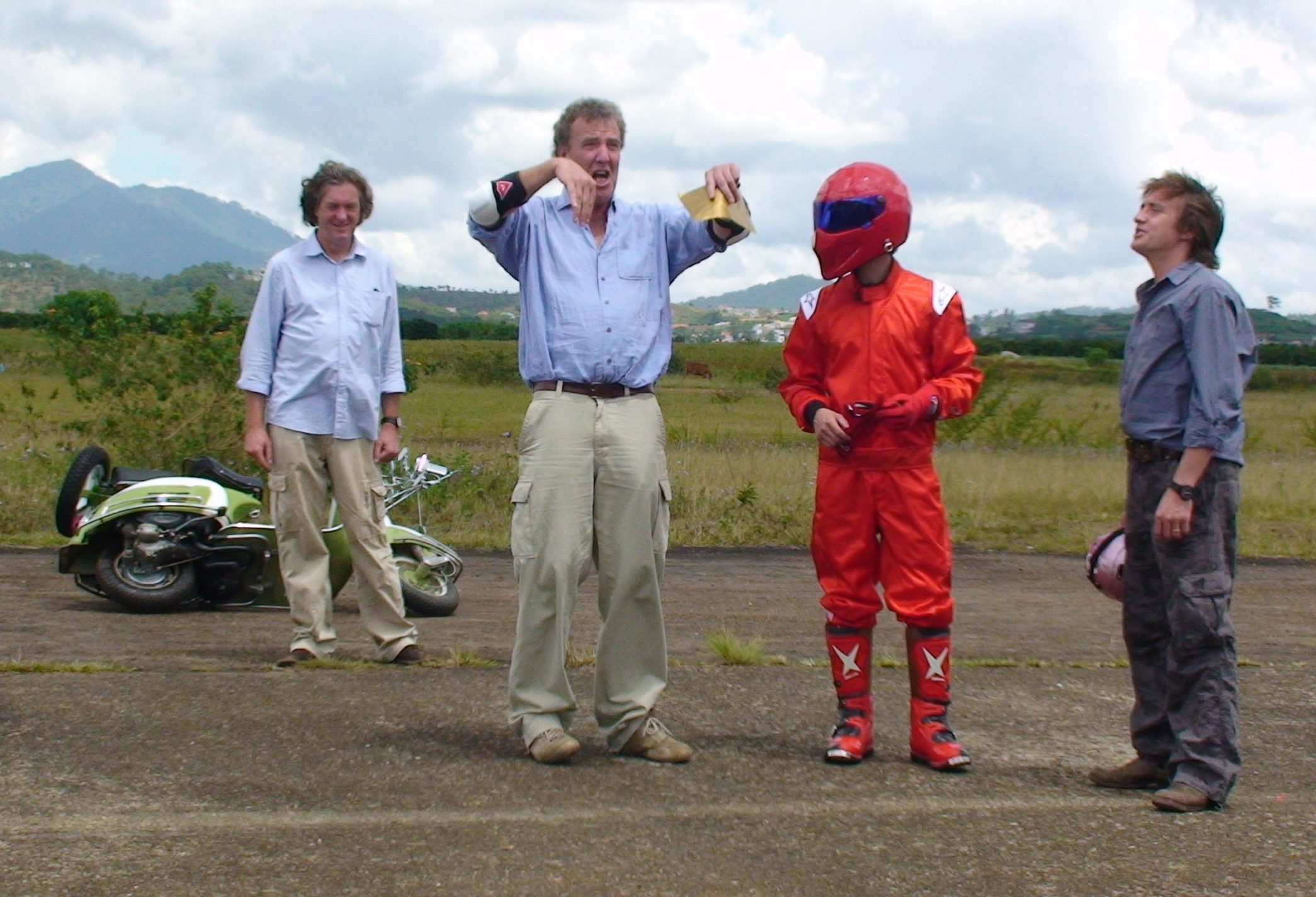 The Top Gear presenters with the Vietnamese Stig