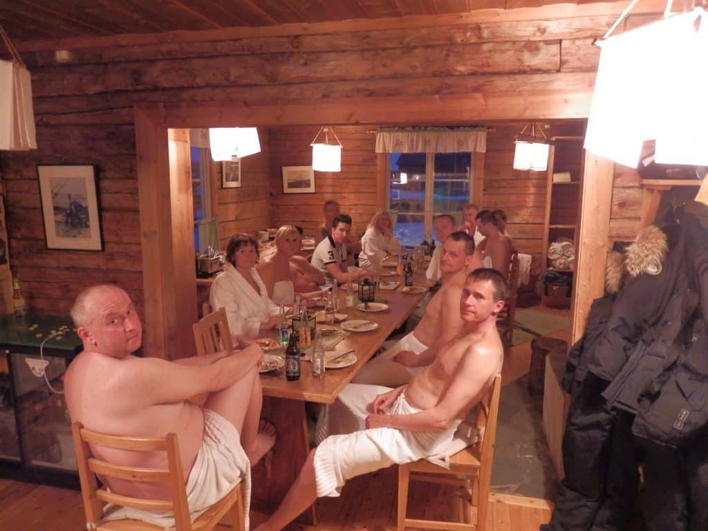 Dinner in a sauna
