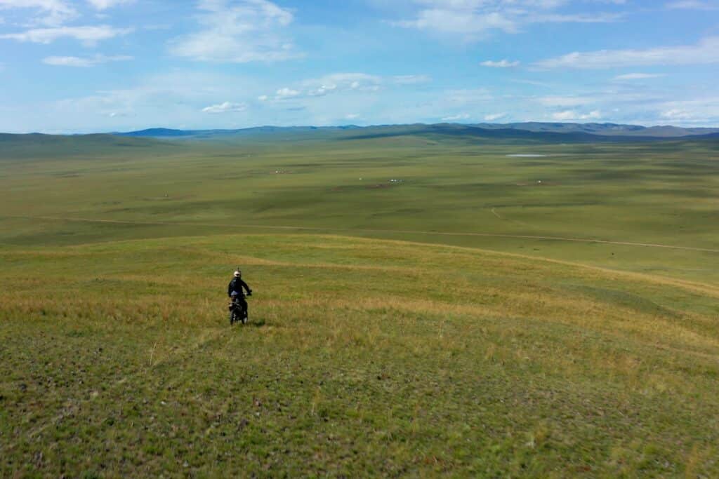 Endless plains on the way to White Lake in Mongolia