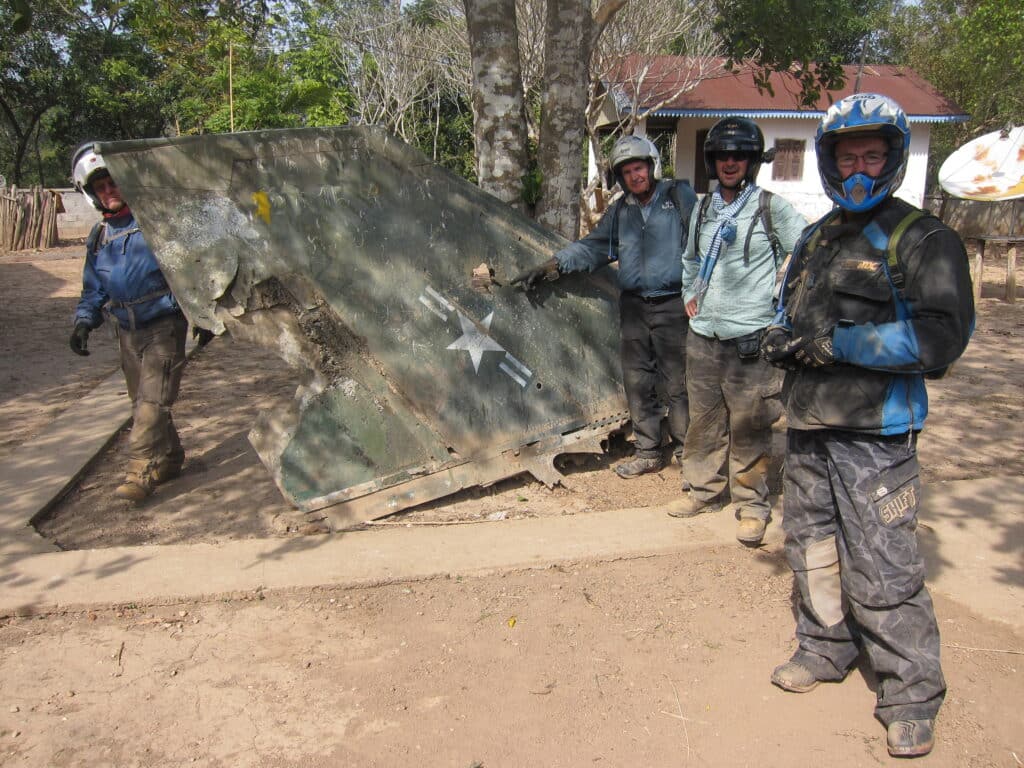 The wing tip of a shot down F-4 Phantom jet on the Ho Chi Minh Trail in Laos