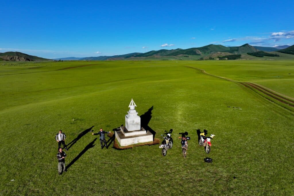 Explore Indochina riders enjoying verdant steppes on their Mongolia motorcycle tour